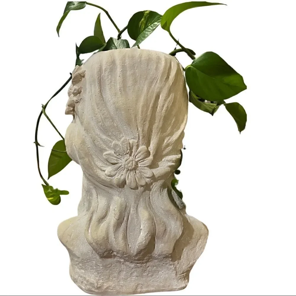 Beautiful Lady Planter Resin Plaster Large Size at 13” Perfect for your Monstera